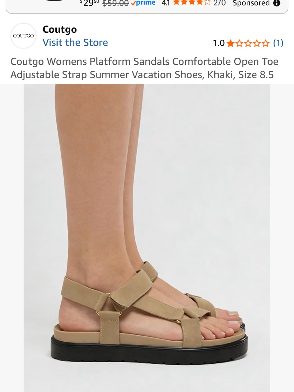 Khaki Platform Sandals for Women